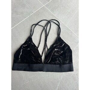 Victoria's Secret PINK Velour Black Triangle Wireless Bralette Size M